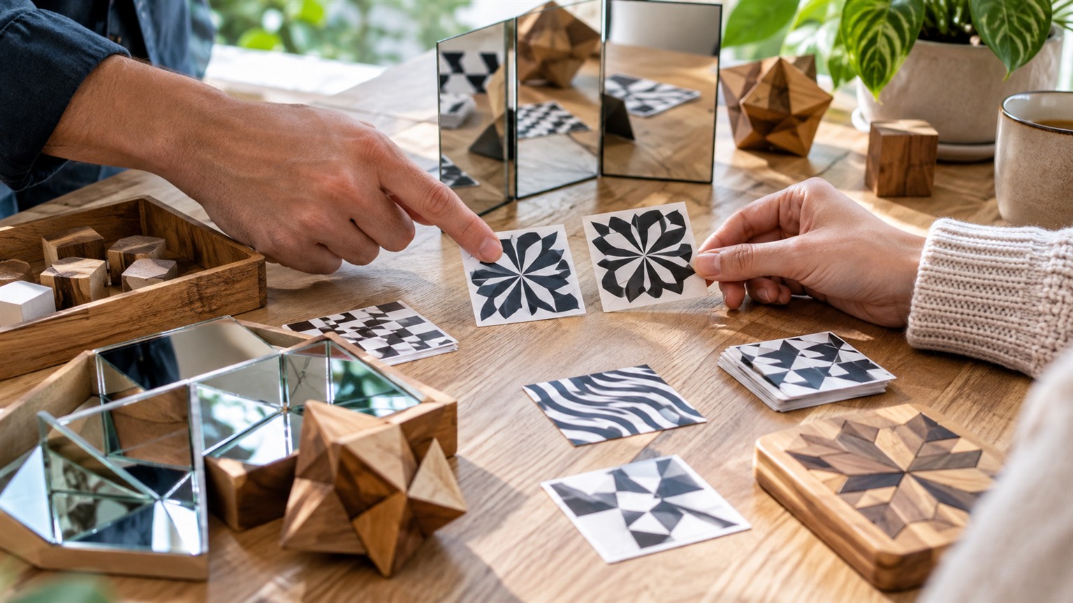 Ultra photorealistic visual puzzle arrangement with optical depth and careful details.